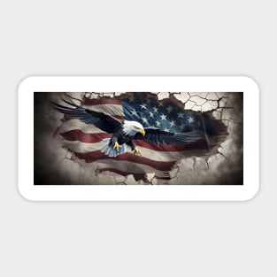 Flying eagle with USA flag Sticker